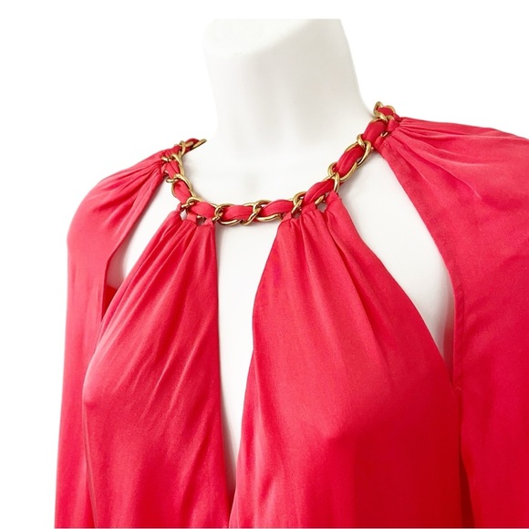 Veronica Beard Fayla Silk Chain-Detail Cutout Midi Dress Watermelon size 2 - Picture 4 of 15